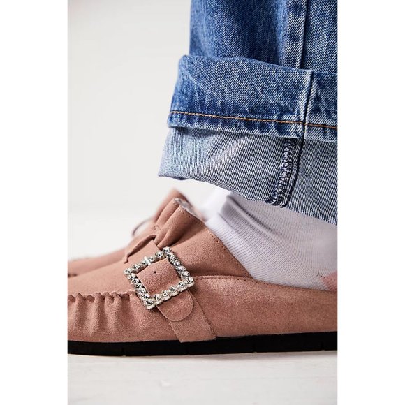 Free People Pink Mules with Rhinestone Buckle - Picture 3 of 10